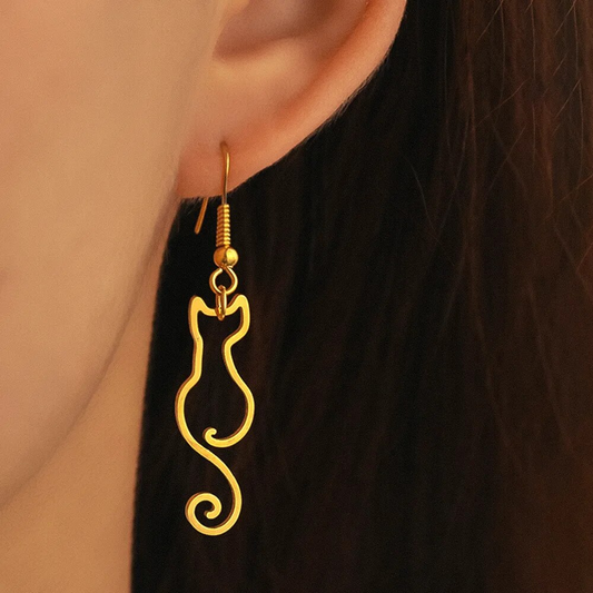 Golden Cat Earrings
