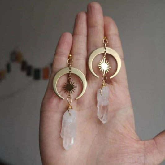 Quartz Earrings in Gold