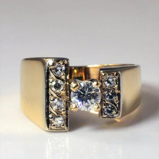 Inlaid Bright Gold Open Ring