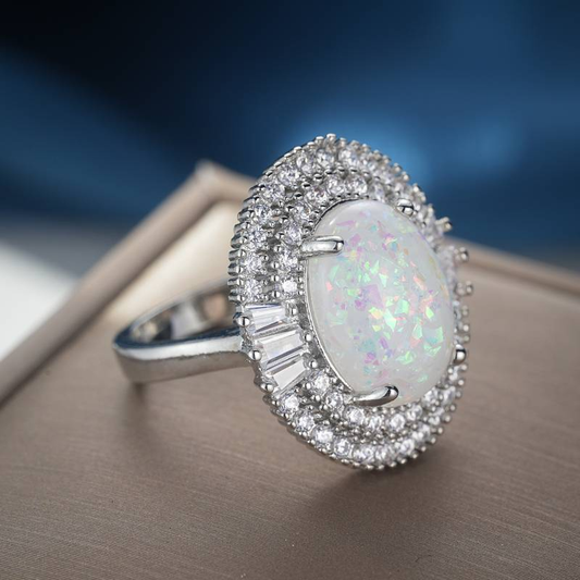 White Opal Zirconia Ring