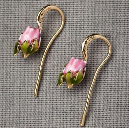 Dangling Pink Rose Gold Earrings