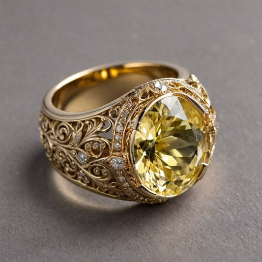 Exotic Olive Glass Gold Ring
