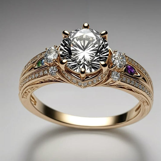 Exotic Crystalline Gold Zirconia Ring