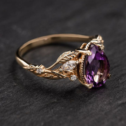 Violet Crystalline Drop Bright Ring