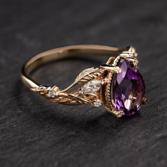Violet Crystalline Drop Bright Ring