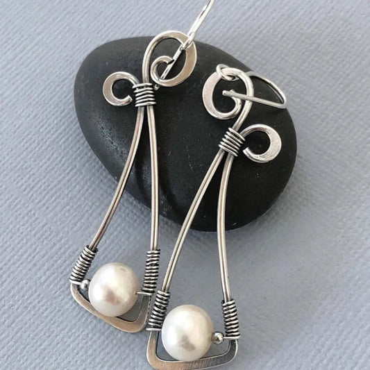 Vintage Pearl Earrings In Silver