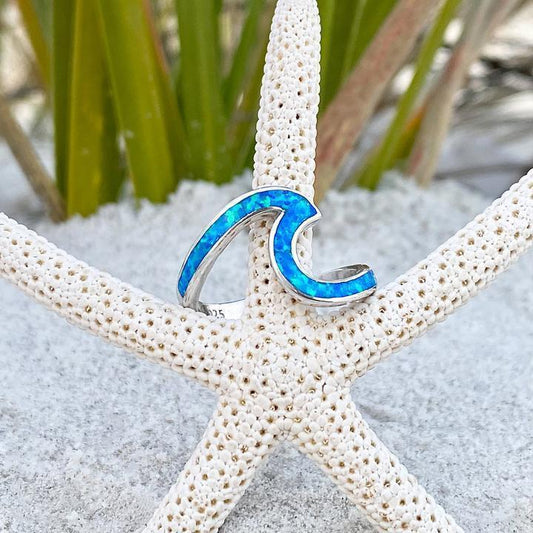 Sea Wave Ring In Opal And Silver | Sustainable Ocean-Inspired Jewelry