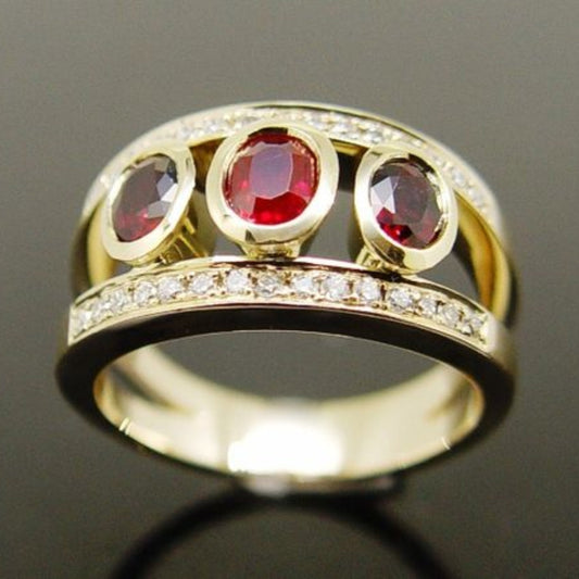 Red Zirconia Gold Ring