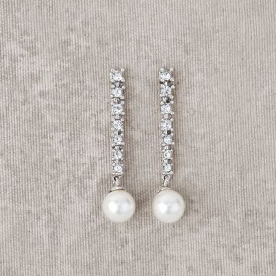 Silver Zirconia Pearl Earrings