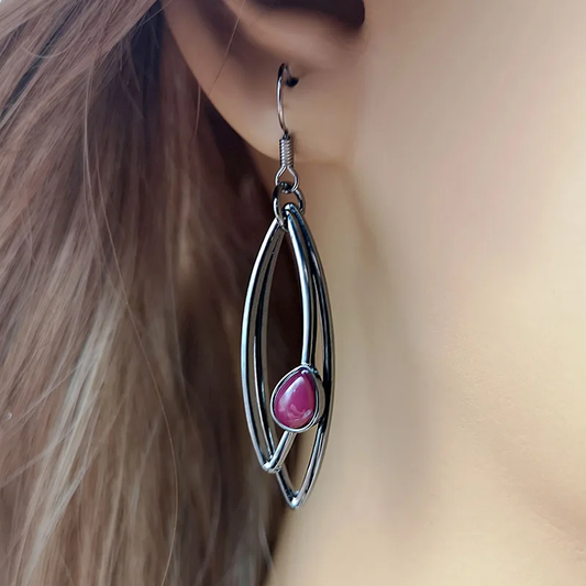 Purple Stone Dangling Earrings