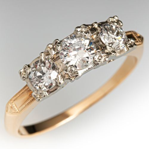 Golden Cubic Glass Ring