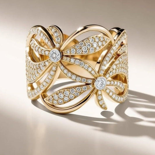 Elegant Bow Crystal Ring