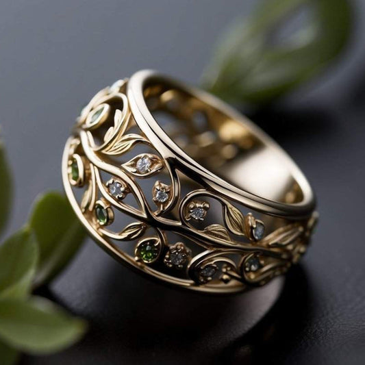 Vintage Botanical Band Ring