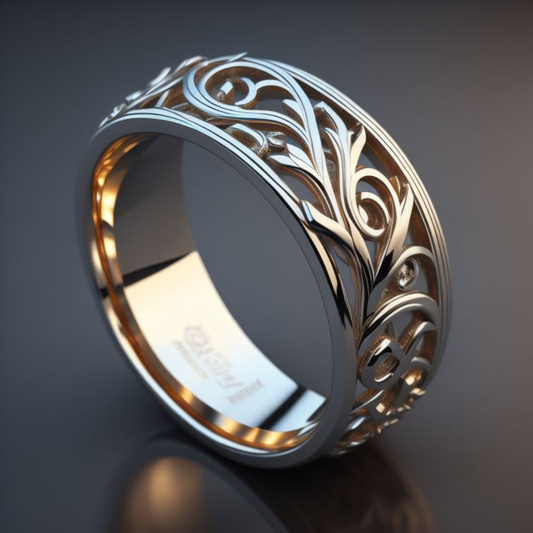Royal Scroll Wide Band Ring