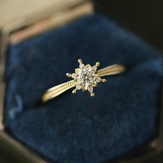 Floral Crown Solitaire Ring