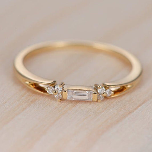 Delicate Baguette Crystal Ring