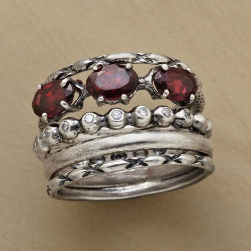 Crimson Stack Ring Set