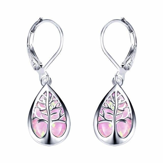 Tree Of Life Earrings In Opal And Silver