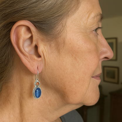 Vintage Blue And Orange Earrings