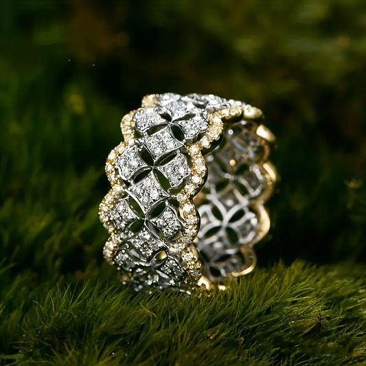 Sparkling Hollow Gold & Silver Ring