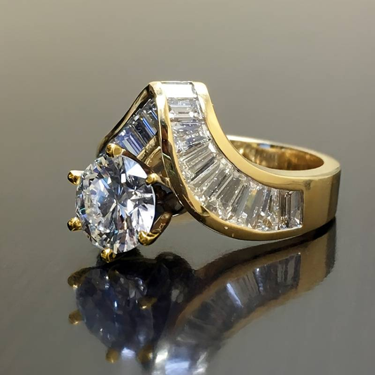 Irregular Zirconia & Gold Ring