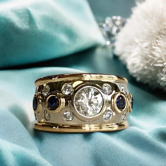 Golden Inlaid Zirconia Ring