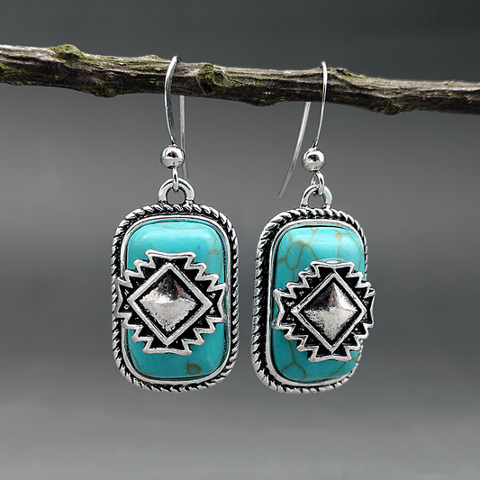 Silver Plated Turquoise Stone Earrings