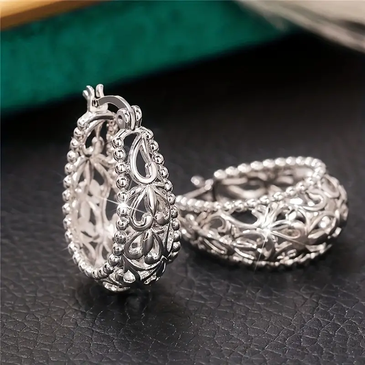 Bright Silver Basket Earrings