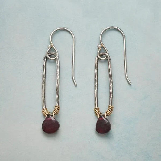 Dangling Garnet Stone Earrings