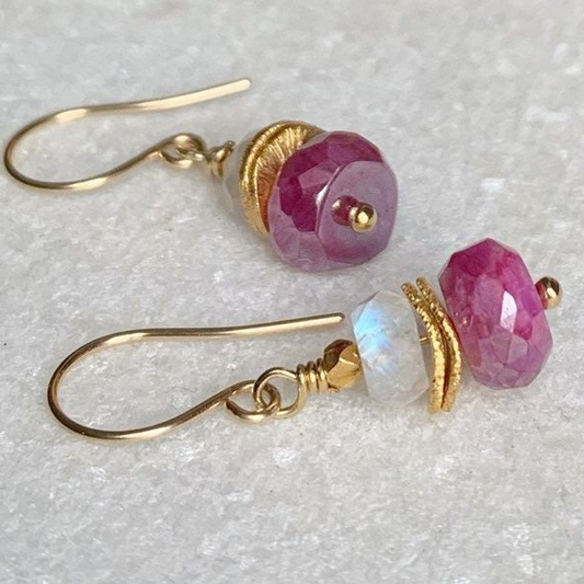 Pink & White Stone Earrings