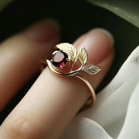 Ruby Leaf Wrap Ring