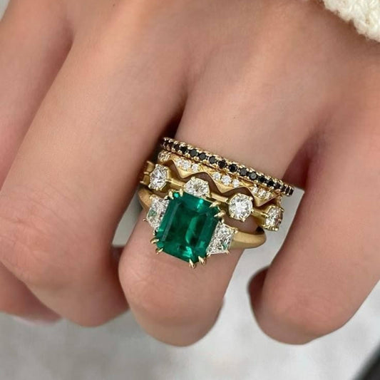 Emerald Crown Stack Ring