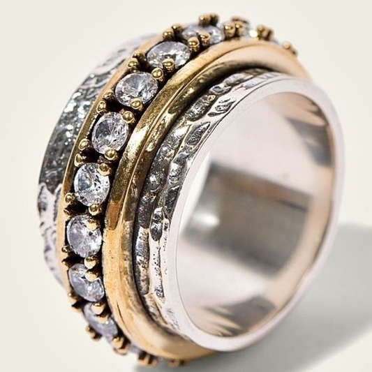 Golden & Silver Zirconia Ring