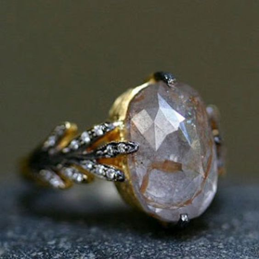 White Glass Gold Ring