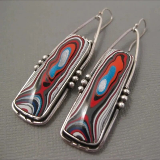 Red Colored Stone Earrings