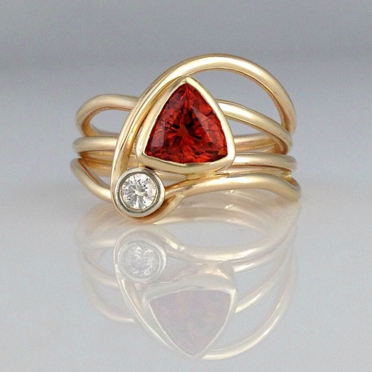 Layered Red Crystal Ring