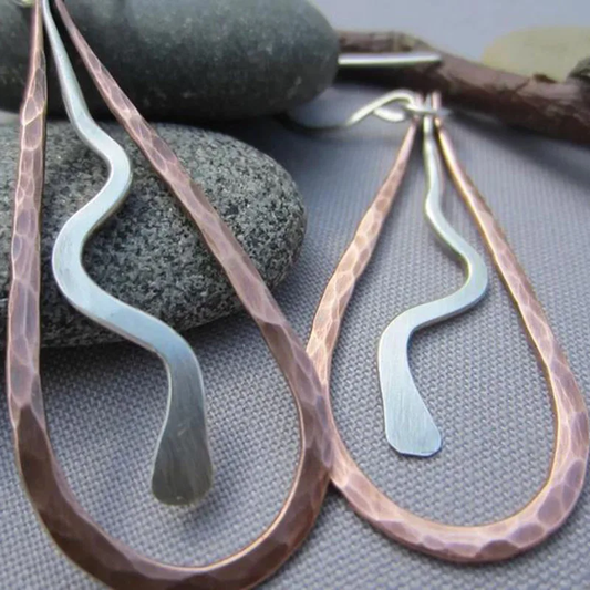 Bronze Drop Silver Earrings