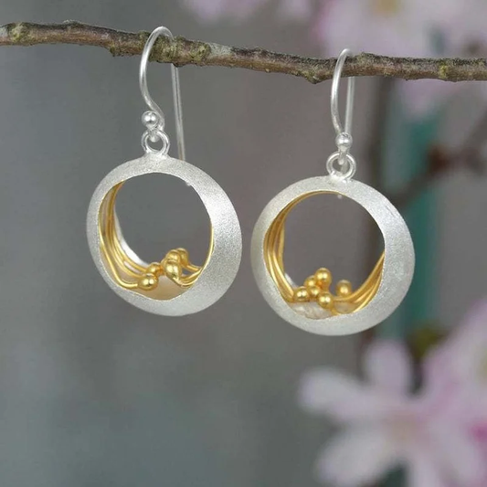 Gold & Silver Hollow Circle Earrings