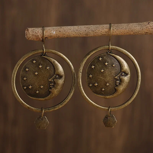 Golden Moon Night Earrings