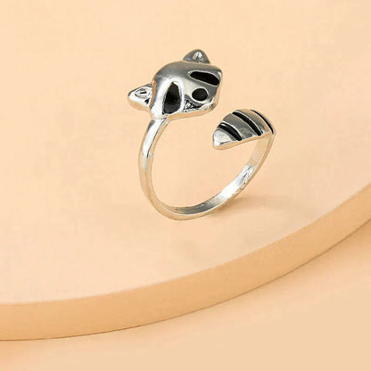 Adjustable Raccoon Ring In 925 Silver