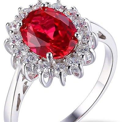 Ruby Halo Ring - White Gold