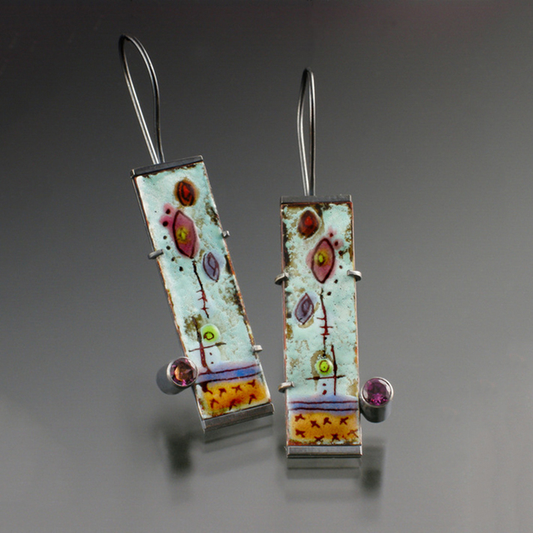 Earrings With Antique Enamel