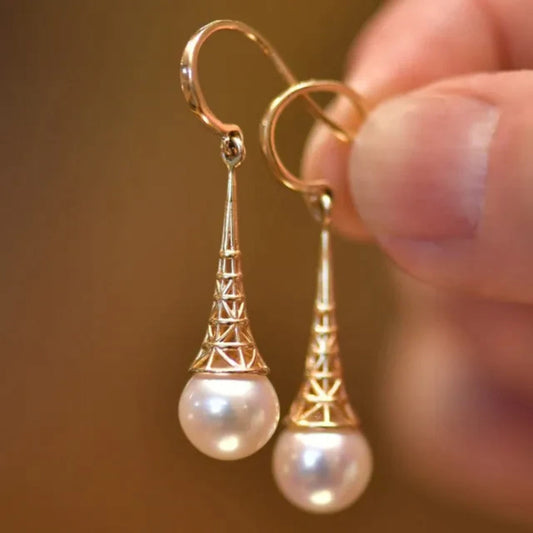 Golden Pearl Etnic Earrings