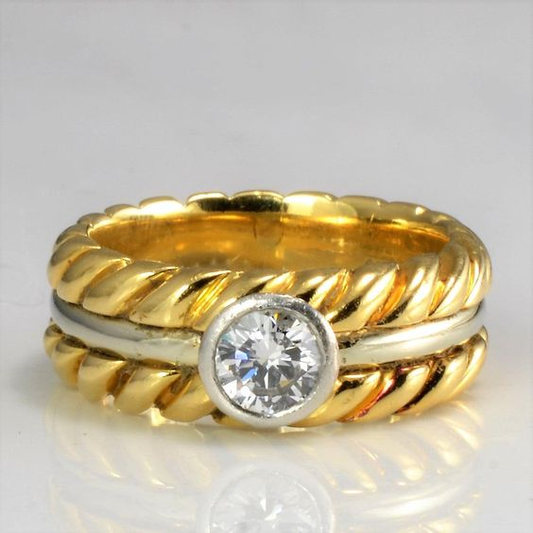 Gold Knotted Line Zirconia Ring