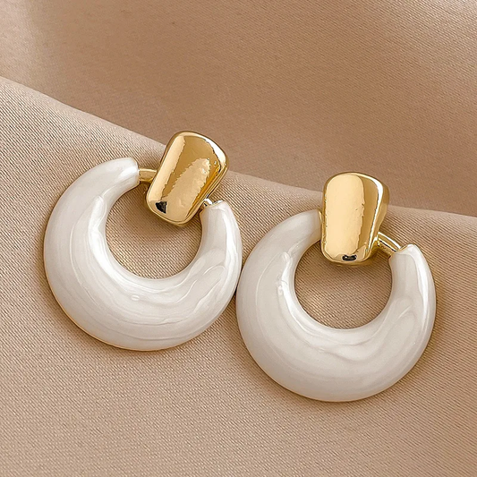 White Hoop Earrings
