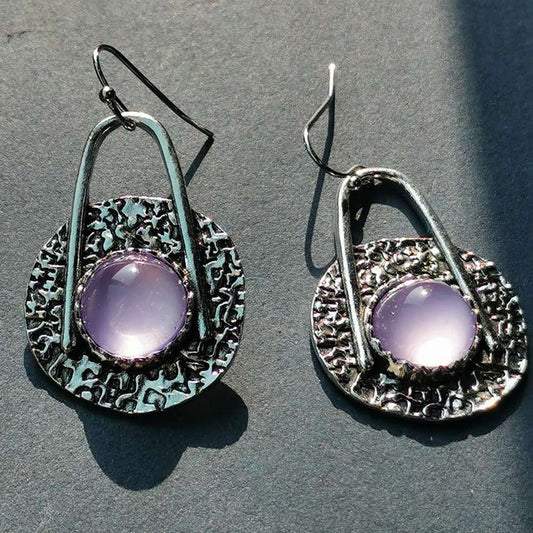 Earrings With Purple Stones in Sterling Silver