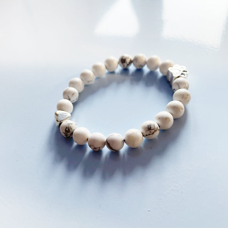 Natural Gemstone Bracelet With Paw & Heart Charm ��� Handcrafted Design