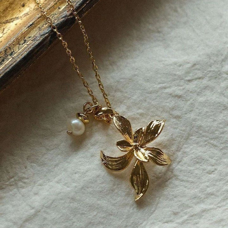 Golden Blossom Pearl Necklace