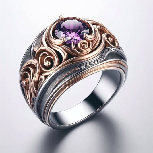 Royal Amethyst Scroll Ring