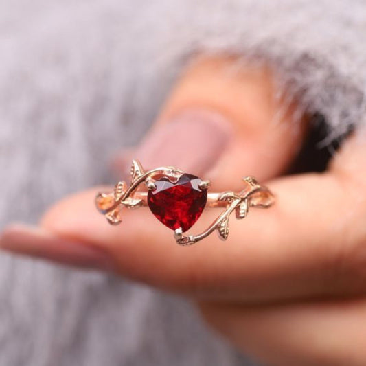 Crimson Heart Vine Ring